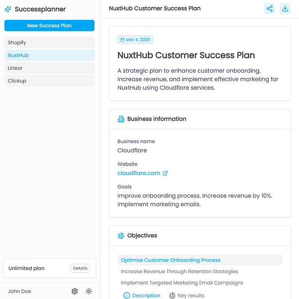 Retentional's Success Planner