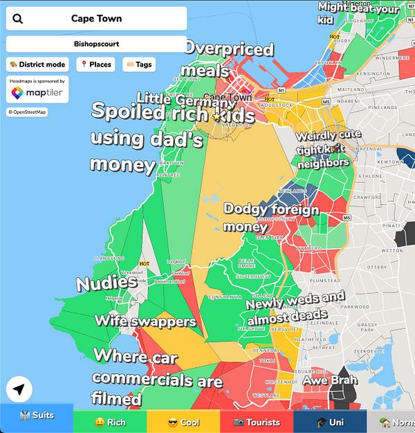 Map of Cape Town with various GeoJSON polygons representing different areas or zones.