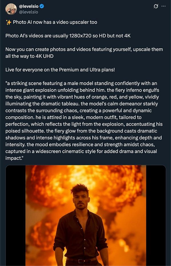 A male model stands confidently in front of a vibrant explosion, showcasing a dramatic contrast between calm and chaos.