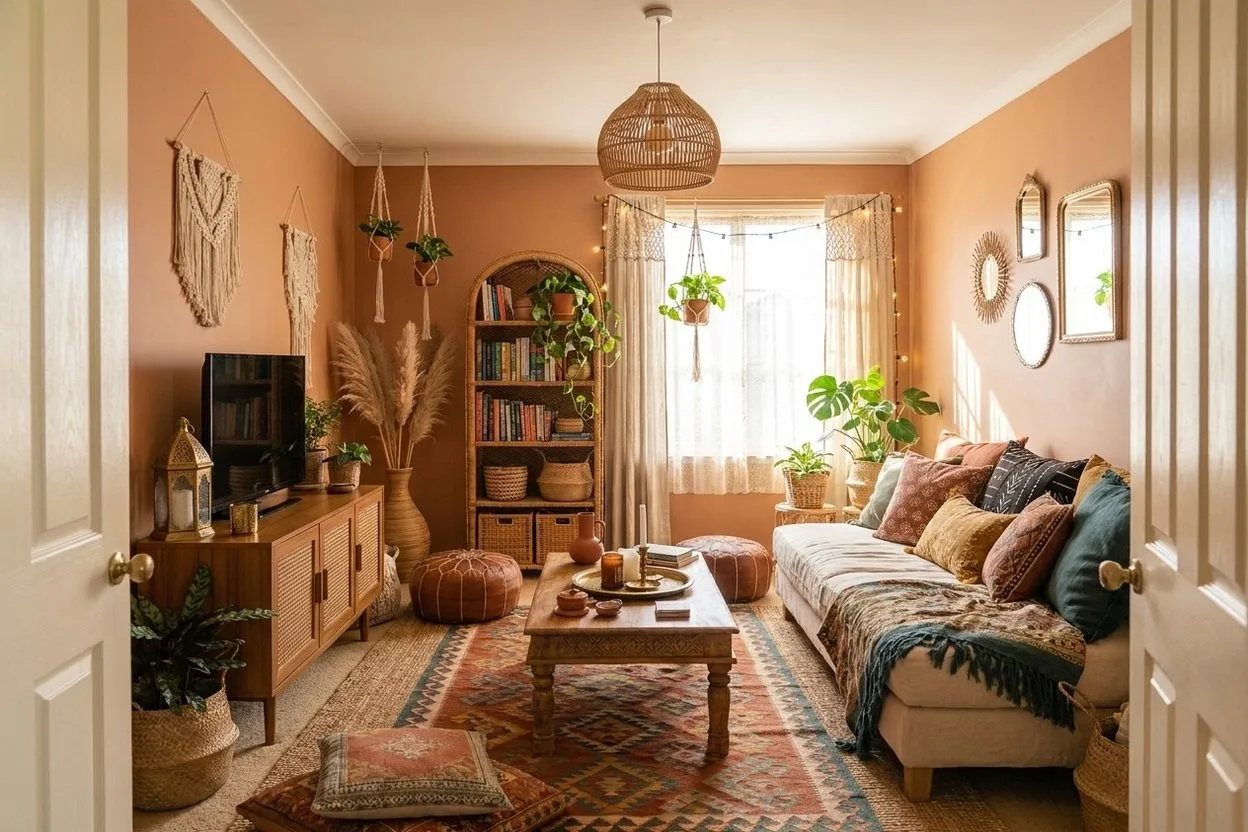 The same living room in the Boho style