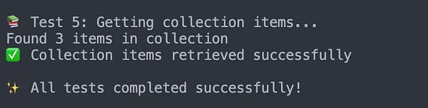 The image displays a terminal output indicating successful data retrieval from a CMS via the Webflow API.