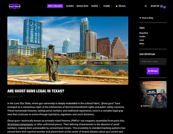 A bronze statue of a cowboy stands by a lake with a city skyline in the background.
