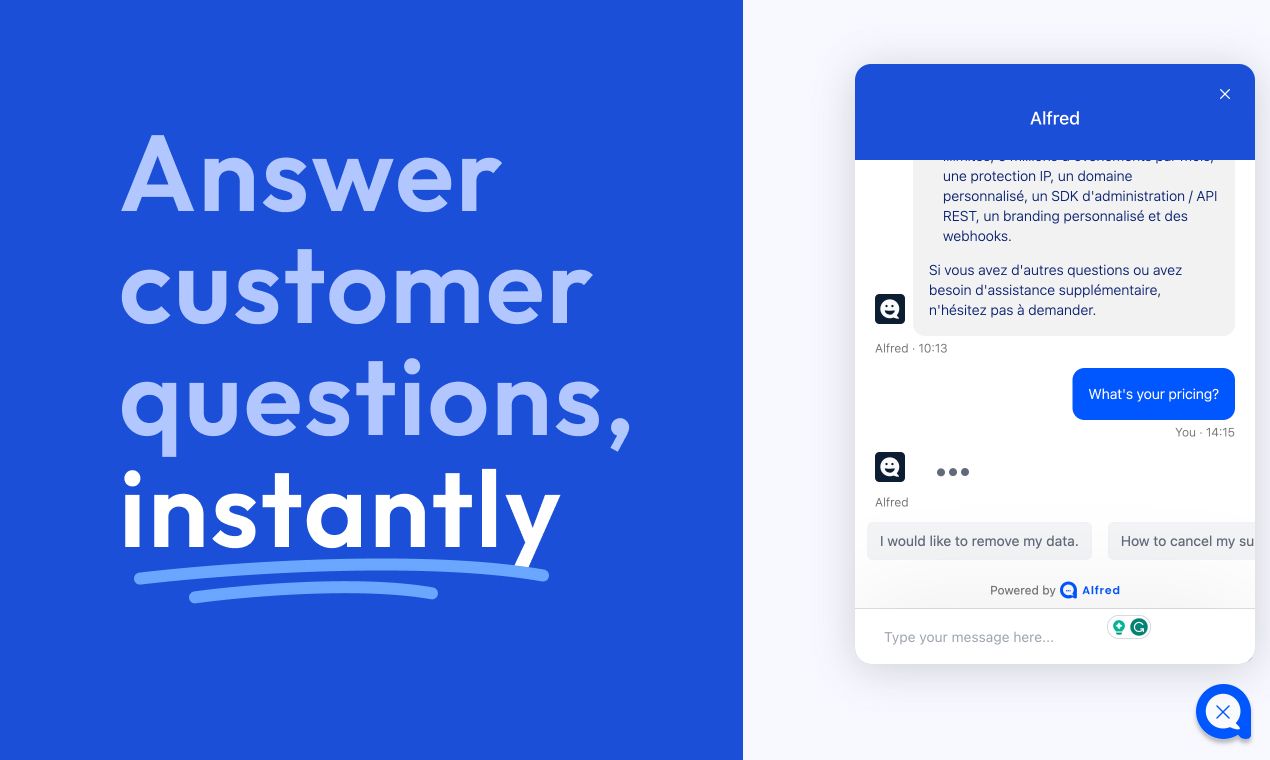 Alfred Chat: Put customer support on autopilot | BetaList