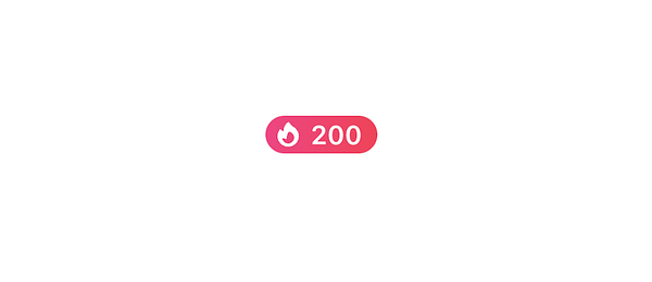 A badge indicating a 200-day streak.