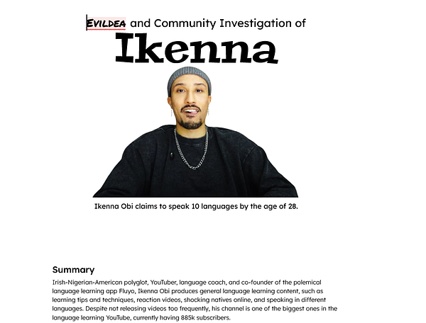 The image features a man named Ikenna Obi, who is the subject of a community investigation.