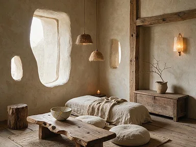 A room in the Wabi-Sabi style