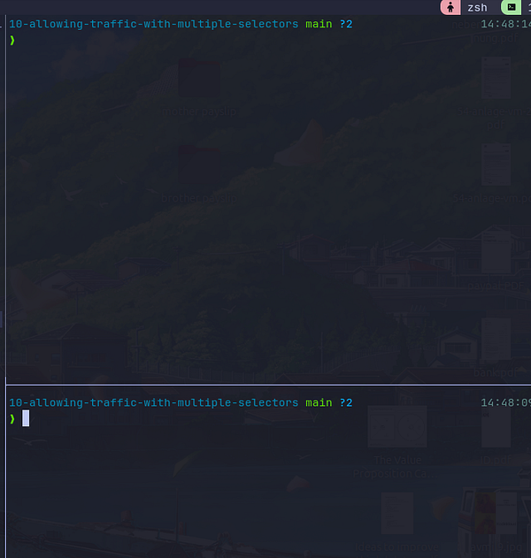 Terminal window showing Powerlevel10k configuration with only the current directory name displayed.
