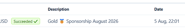 Screenshot of a scheduling or calendar management interface for a recurring task named 'Gold Sponsorship Renewal'.