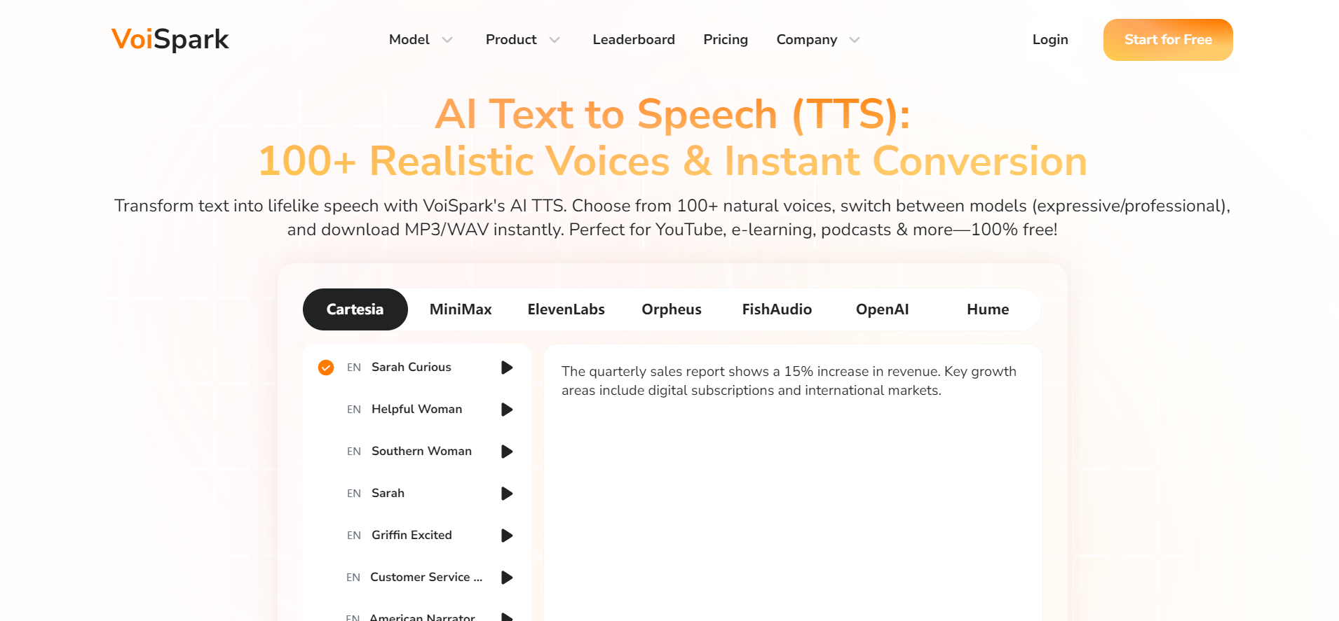 VoiSpark: Access 11 industry-leading voice AI models in one