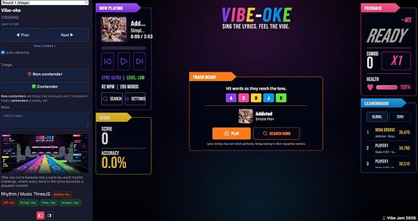 Screenshot of a rhythmic music game displaying scoring and combo details.