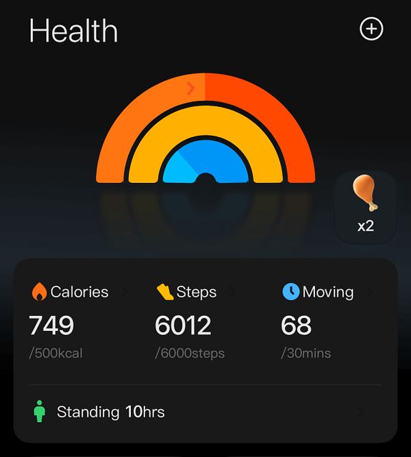 The image displays a health tracking interface showing various fitness metrics.