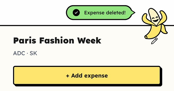 Illustration of a notification bubble sliding right-to-left from a banana icon with an upward exit animation concept.