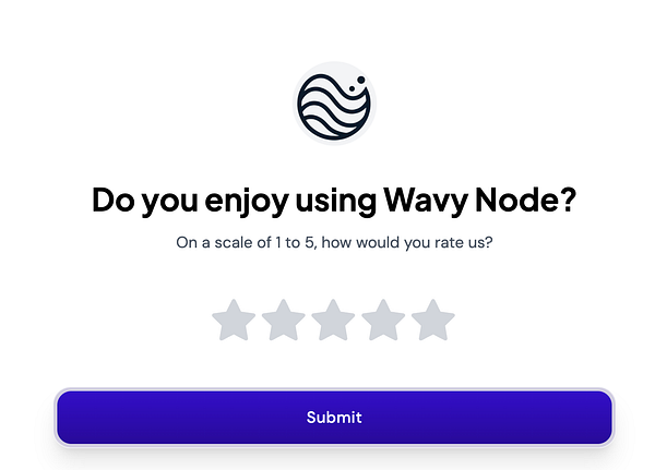 The image displays a user feedback interface for Wavy Node.