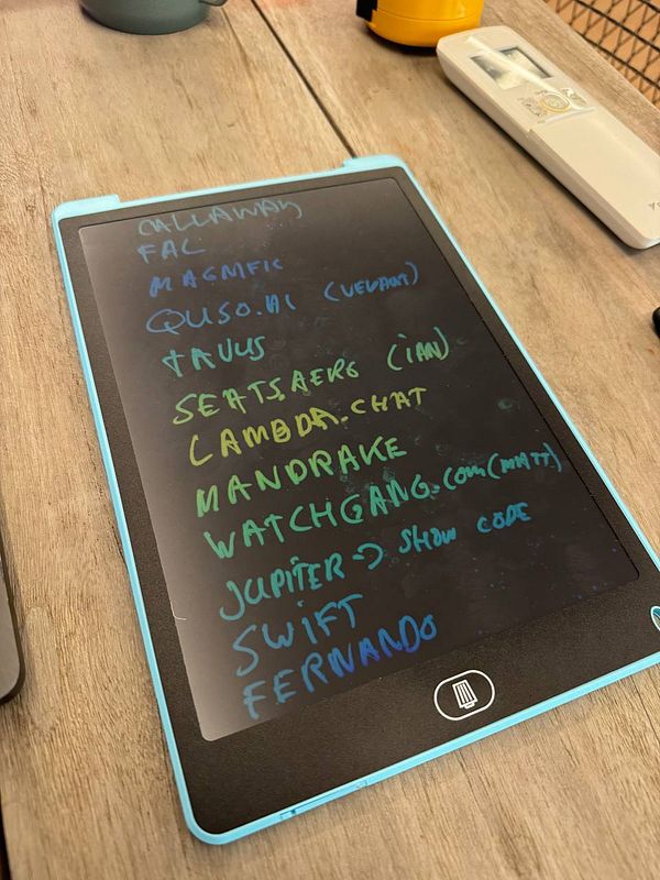 A digital notepad displays a list of tasks and notes related to ads.