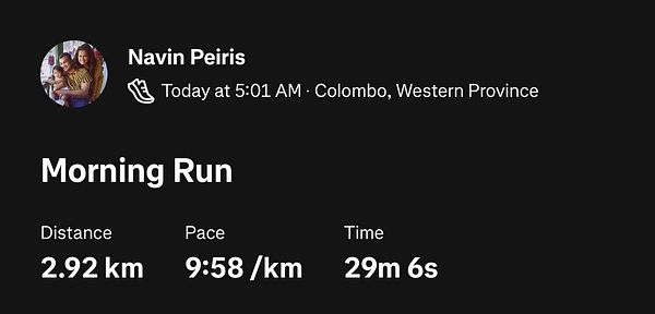 A fitness tracking screenshot displaying details of a morning run.