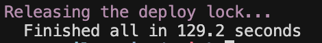 A terminal interface displaying deployment messages.