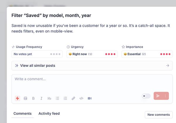 The image displays a task management interface detailing a filter issue for a gallery feature.