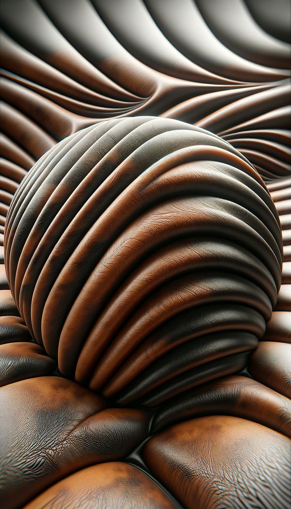 A close-up shot of a split leather material on a furniture surface, showcasing the artificial grain pattern.