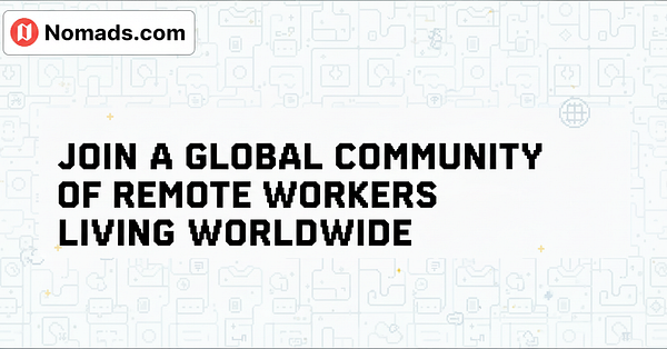 The image promotes a global community for remote workers.