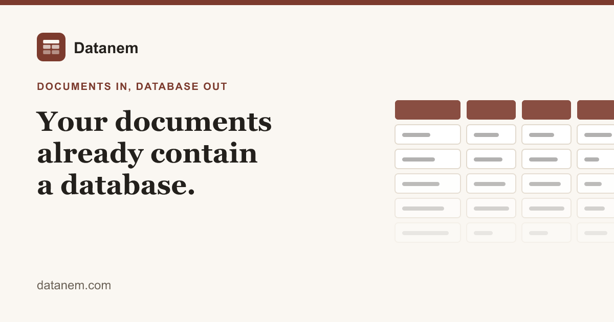 Datanem – Turn folders of documents into a clean, reviewable database