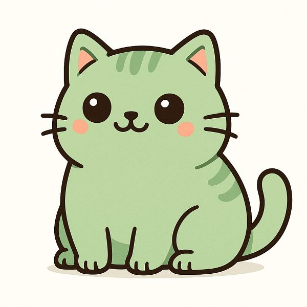 A vibrant digital artwork of a stylized blue feline head with glowing yellow eyes, set against a purplish hexagonal patterned background.