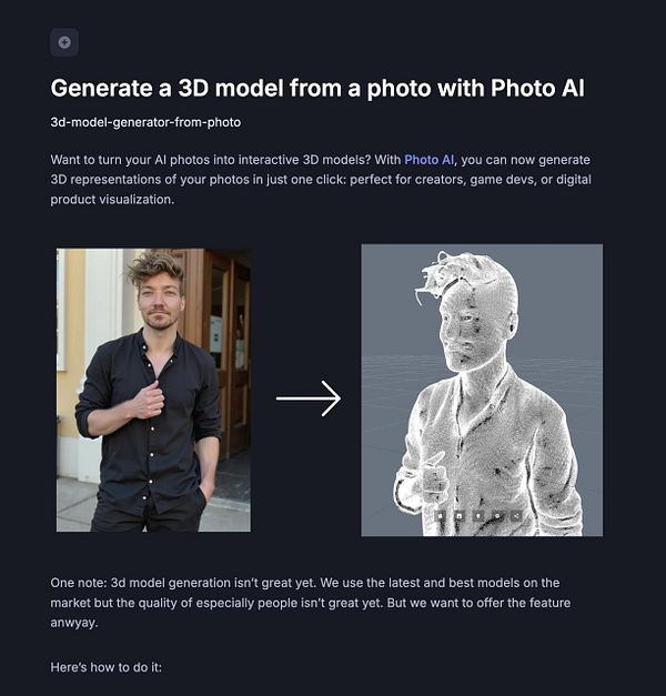 The image features a side-by-side comparison of a photo and its wireframe 3D model representation.