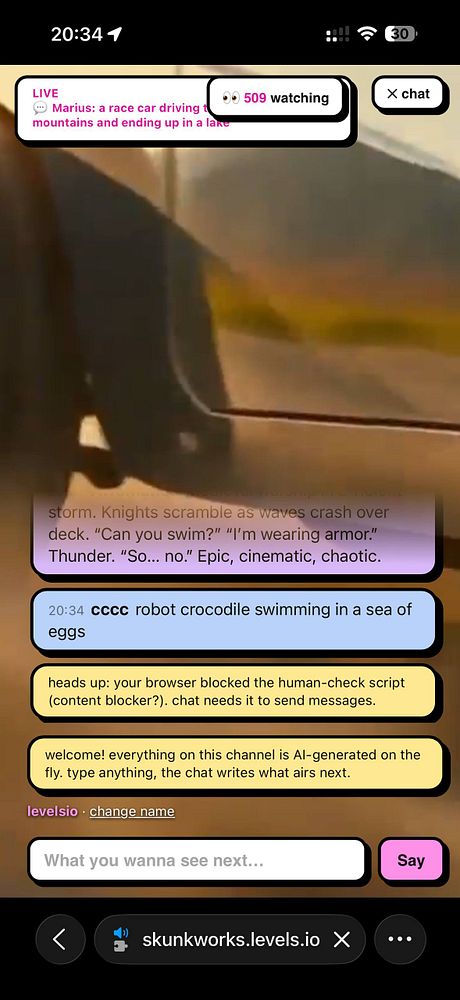 Screenshot of a TikTok video displaying the video player interface with user engagement icons on the right side and a live watching count at the top left corner.