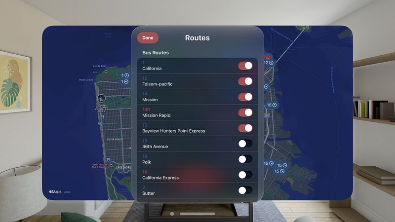 Screenshot of Live Muni Map
