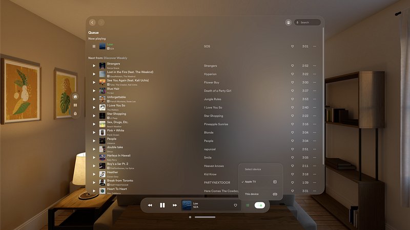 Screenshot of Vision Tunes for Spotify