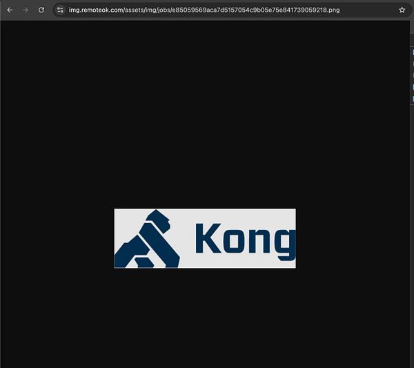 The image features a logo for Kong, displayed prominently against a dark background.