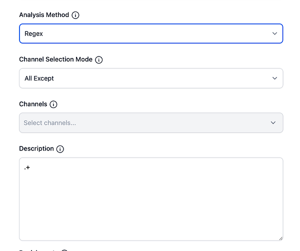 User interface of a regex rule analysis tool showing inspection results for a sample URL to block crypto-related content.