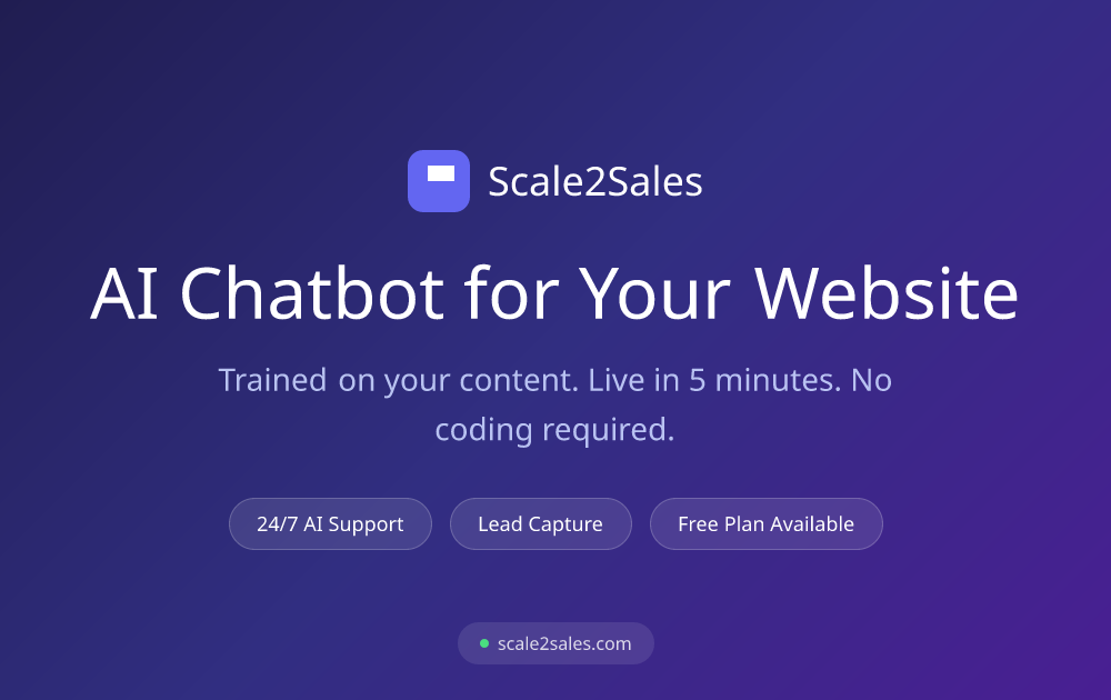Scale2Sales – Add a 24/7 AI chatbot that answers questions and captures leads
