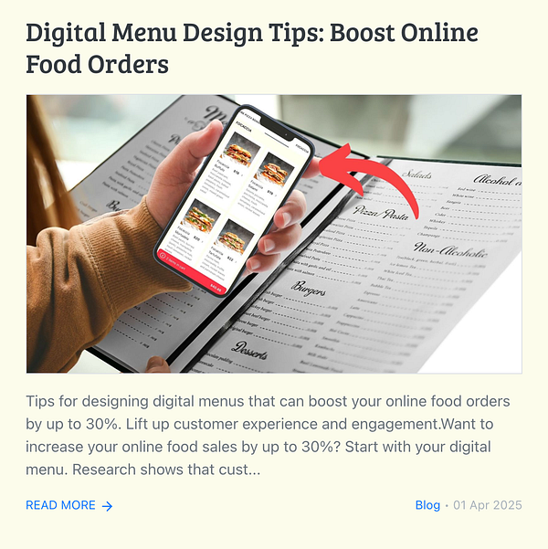 A person is holding a smartphone displaying a digital menu while a physical menu is open on the table.