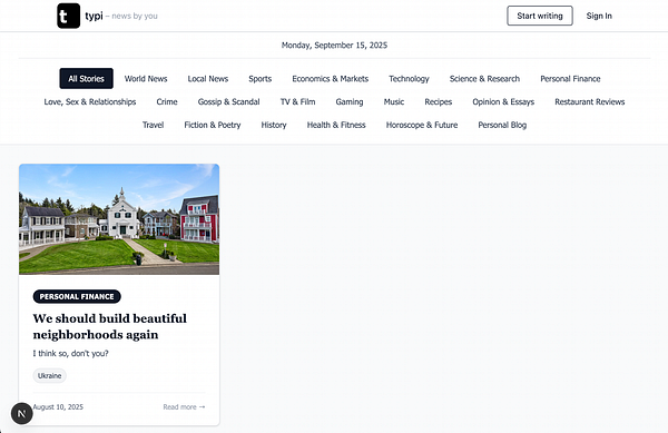 The image displays a news website homepage featuring article previews and navigation sections.