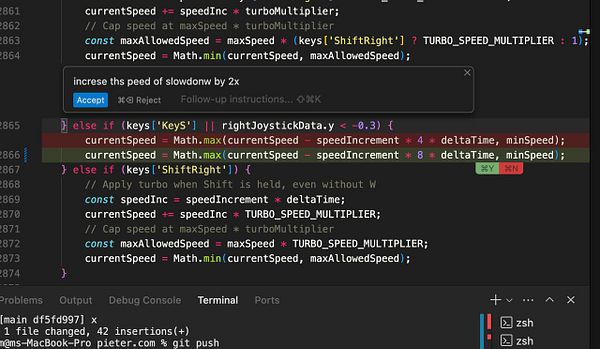 The image displays a code snippet related to adjusting speed parameters in a programming environment.