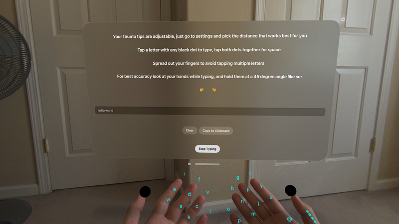 Screenshot of handboard