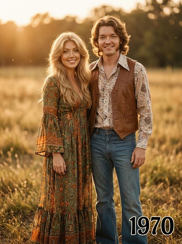 A stylish photo pack cover image titled 'How Long Are You Together?' showcasing a couple with an abstract mechanical background.