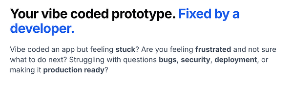 The image features a text layout promoting a service for app development assistance.