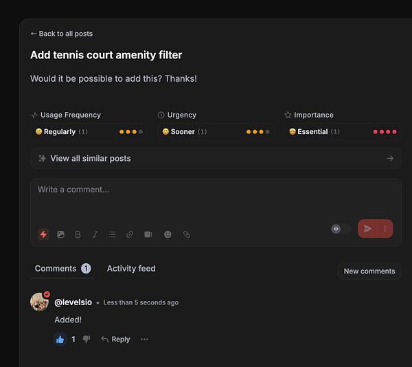 Screenshot of a hotel search results page with various filters including a newly added 'Tennis Court' filter on the left sidebar.