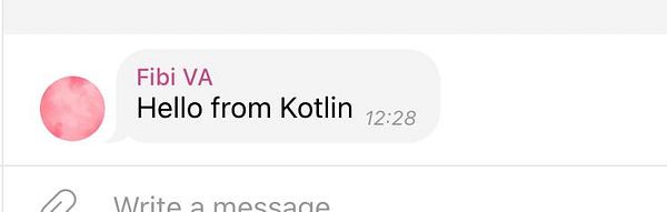 A chat message in Telegram from a user named Fibi VA.