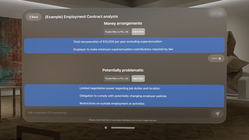 Screenshot of AI Lawyer: legal documents