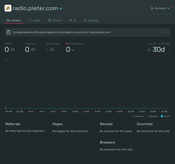 Screenshot of a GitHub repository's code and file list for adding Simple Analytics to a website.