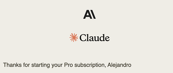 The image is a confirmation message for a Pro subscription to Claude AI.