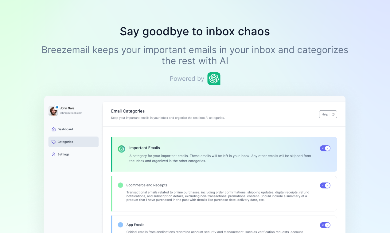 Breezemail: keep your important emails in your inbox and