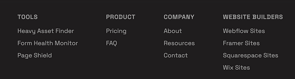 A website footer design mockup featuring company details, navigation links, and a call-to-action area.