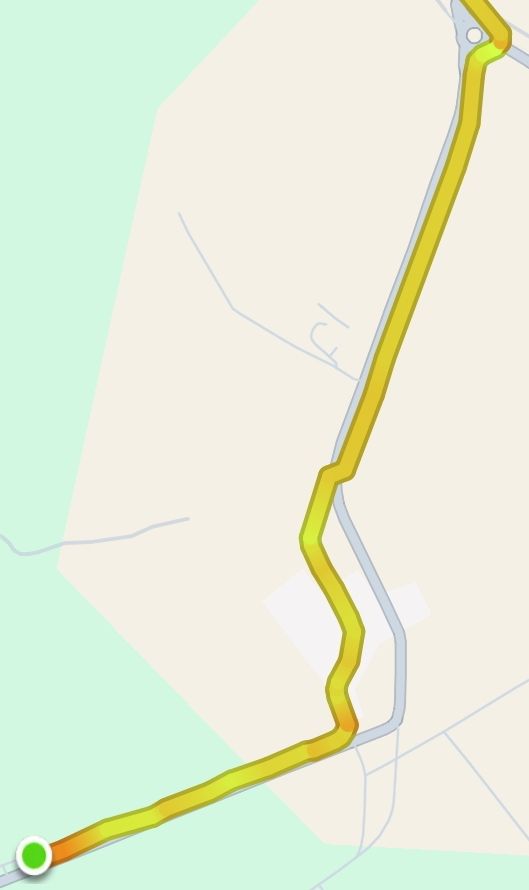 A map displaying a running route with a highlighted path.