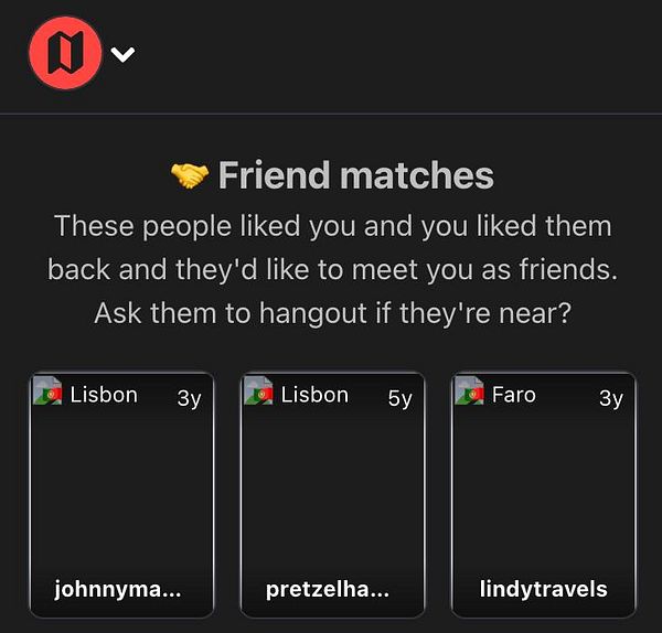 The image displays a user interface for a friend matching feature on a social media platform.