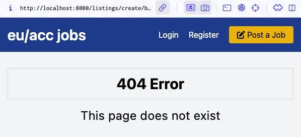 The image displays a 404 error page for a job listing website.