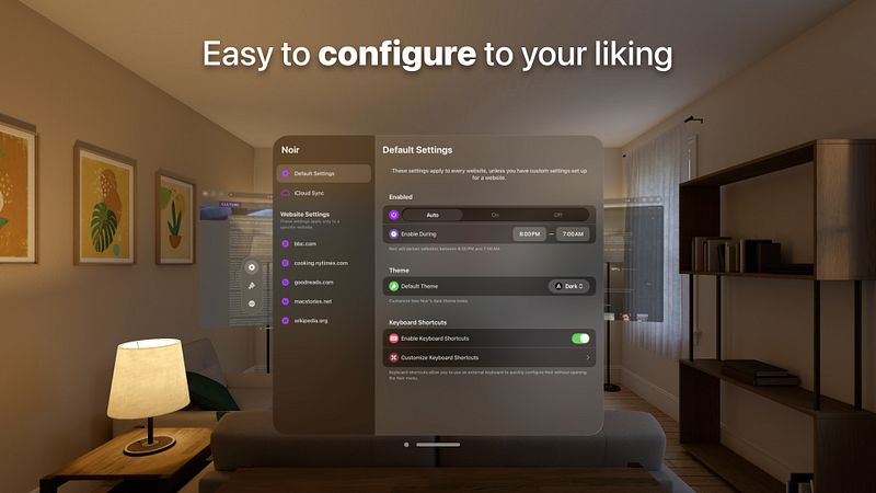 Screenshot of Noir ‒ Dark Mode for Safari