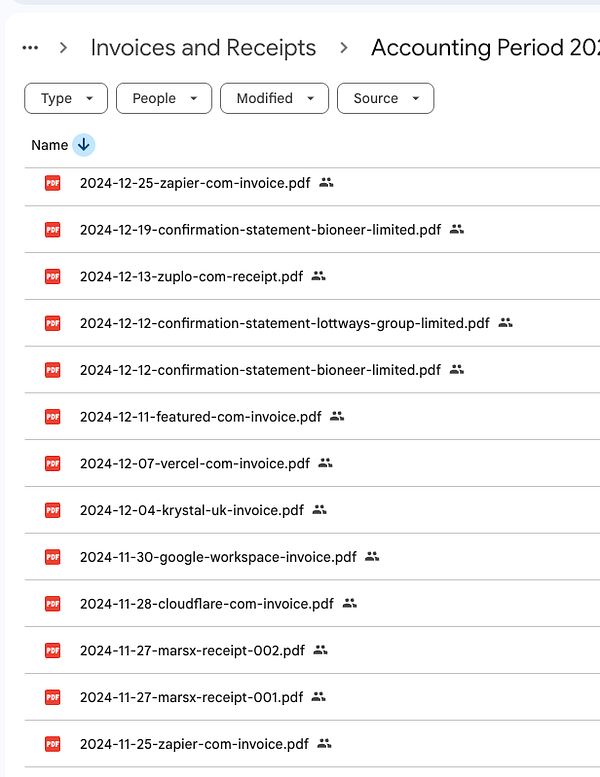 Handwritten accounting entries and notes on paper with various calculations and headings.